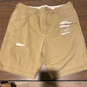 Distressed Hollister khaki shorts